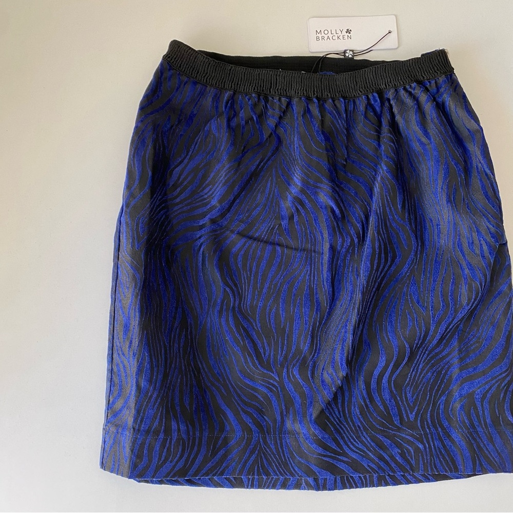 unique zebra print skirt !!   size: Free
color: COBALT BLUE
brand: MOLLY BRACKEN
